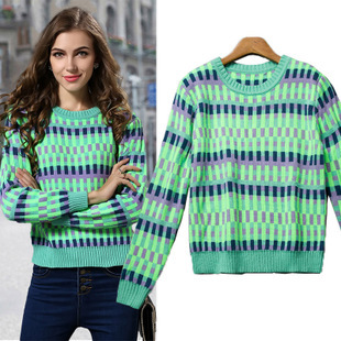 批發(fā)采購女式針織衫-模特實拍 歐美秋裝新款女裝毛衣女外套圓領(lǐng)套頭打底衫針織衫批發(fā).